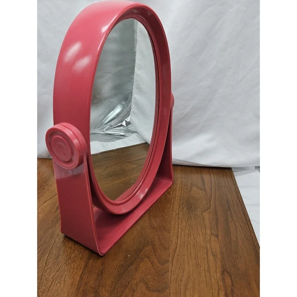 Vintage Mauve Pink Makeup Vanity Mirror Swivel Stand OR Wall Mount w 3 Mirrors